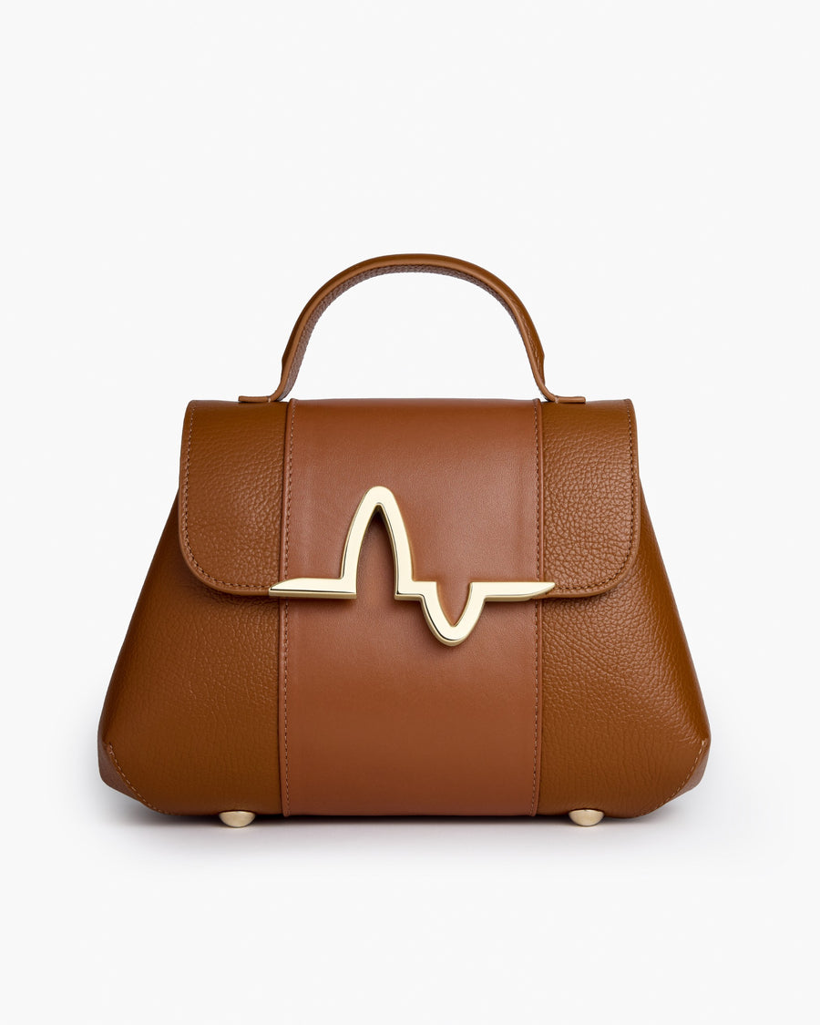 Sac de ville NIGI cannelle vue face sur fond blanc 