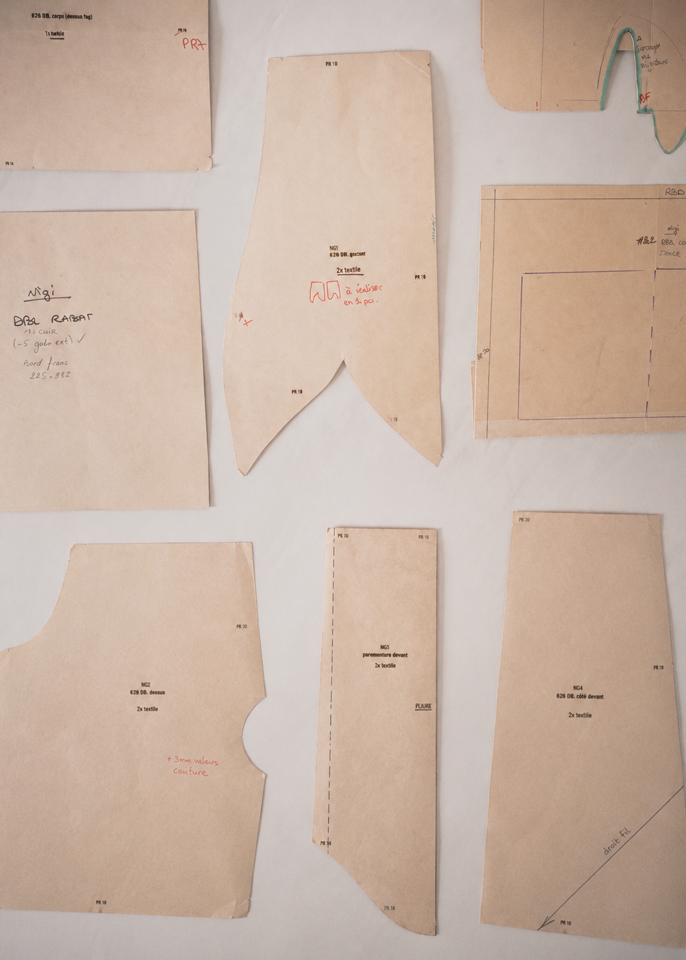 Patrons du sac NIGI, fabriqué à Petrer en Espagne.